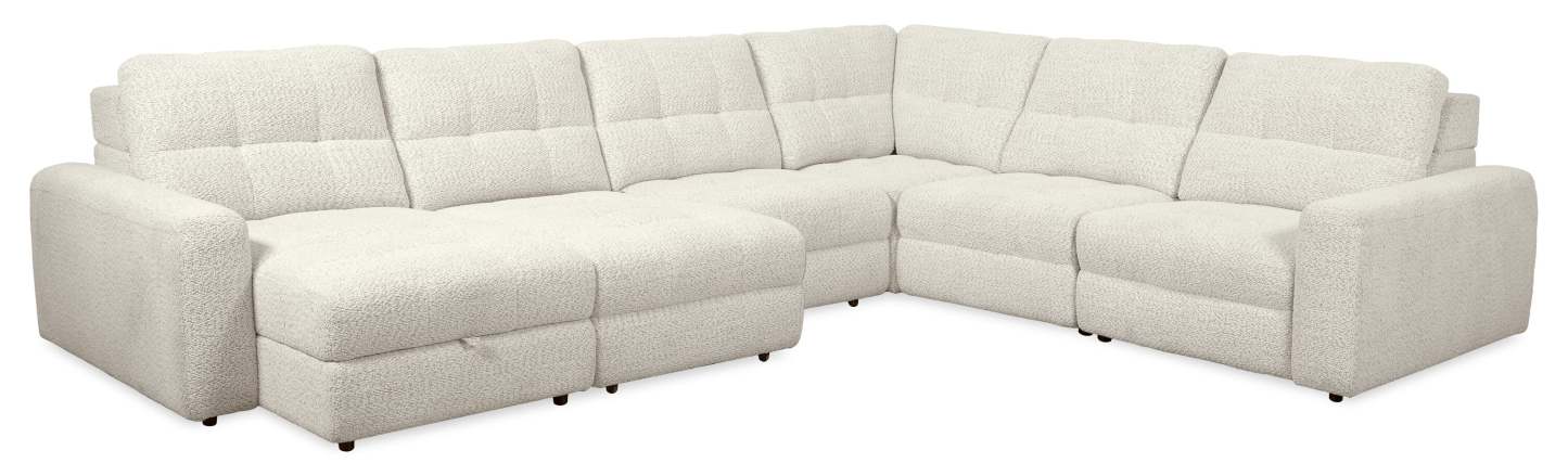 Scott Living Elevate Modular 6-Piece Left-Facing Chenille Fabric Power Reclining and Sliding Sectional - Beige | Canapé sectionnel modulaire à coulissement et inclinaison électriques de gauche Elevate de Scott Living 6 pièces en tissu de chenille - beige