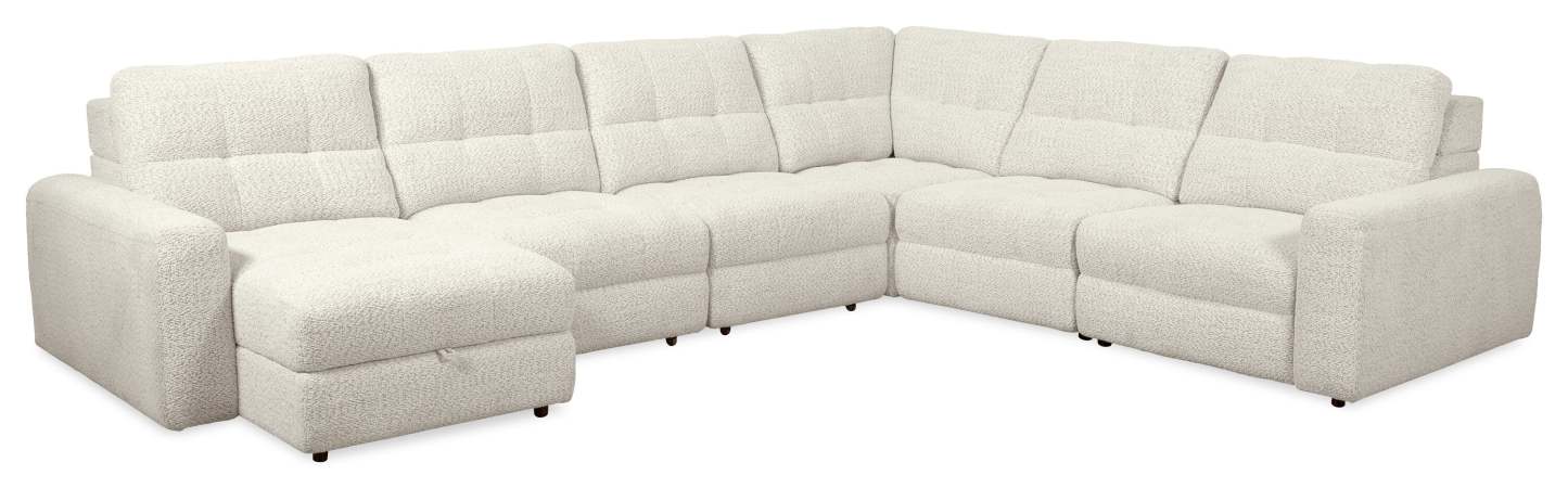 Scott Living Elevate Modular 6-Piece Left-Facing Chenille Fabric Power Reclining and Sliding Sectional - Beige | Canapé sectionnel modulaire à coulissement et inclinaison électriques de gauche Elevate de Scott Living 6 pièces en tissu de chenille - beige