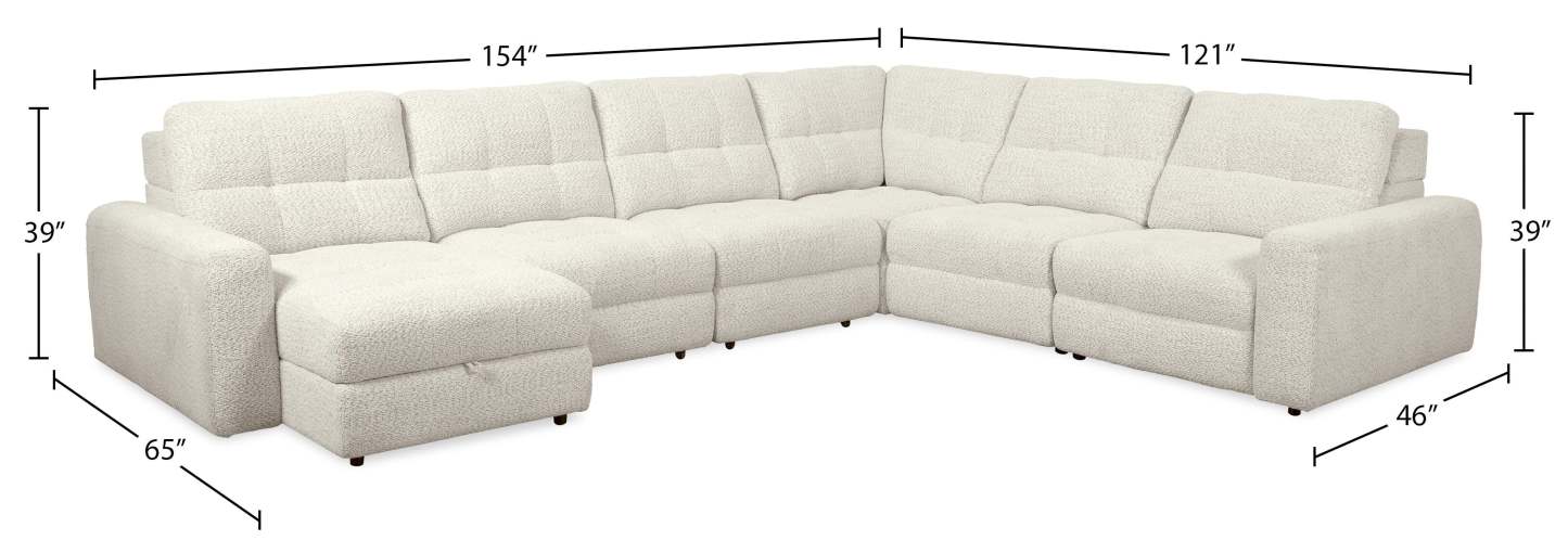Scott Living Elevate Modular 6-Piece Left-Facing Chenille Fabric Power Reclining and Sliding Sectional - Beige | Canapé sectionnel modulaire à coulissement et inclinaison électriques de gauche Elevate de Scott Living 6 pièces en tissu de chenille - beige