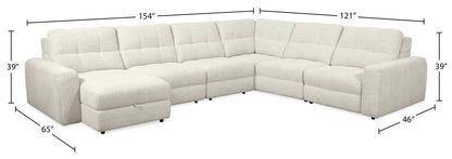 Scott Living Elevate Modular 6-Piece Left-Facing Chenille Fabric Power Reclining and Sliding Sectional - Beige | Canapé sectionnel modulaire à coulissement et inclinaison électriques de gauche Elevate de Scott Living 6 pièces en tissu de chenille - beige