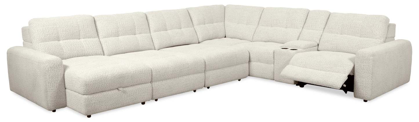 Scott Living Elevate Modular 7-Piece Left-Facing Chenille Fabric Power Reclining and Sliding Sectional - Beige | Canapé sectionnel modulaire à coulissement et inclinaison électriques de gauche Elevate de Scott Living 7 pièces en tissu de chenille - beige