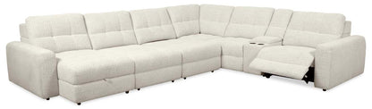 Scott Living Elevate Modular 7-Piece Left-Facing Chenille Fabric Power Reclining and Sliding Sectional - Beige | Canapé sectionnel modulaire à coulissement et inclinaison électriques de gauche Elevate de Scott Living 7 pièces en tissu de chenille - beige