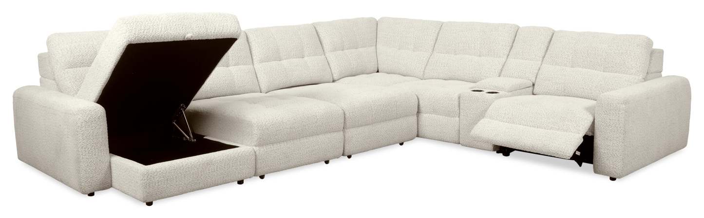 Scott Living Elevate Modular 7-Piece Left-Facing Chenille Fabric Power Reclining and Sliding Sectional - Beige | Canapé sectionnel modulaire à coulissement et inclinaison électriques de gauche Elevate de Scott Living 7 pièces en tissu de chenille - beige