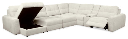 Scott Living Elevate Modular 7-Piece Left-Facing Chenille Fabric Power Reclining and Sliding Sectional - Beige | Canapé sectionnel modulaire à coulissement et inclinaison électriques de gauche Elevate de Scott Living 7 pièces en tissu de chenille - beige