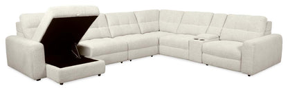 Scott Living Elevate Modular 7-Piece Left-Facing Chenille Fabric Power Reclining and Sliding Sectional - Beige | Canapé sectionnel modulaire à coulissement et inclinaison électriques de gauche Elevate de Scott Living 7 pièces en tissu de chenille - beige
