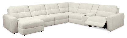 Scott Living Elevate Modular 7-Piece Left-Facing Chenille Fabric Power Reclining and Sliding Sectional - Beige | Canapé sectionnel modulaire à coulissement et inclinaison électriques de gauche Elevate de Scott Living 7 pièces en tissu de chenille - beige