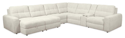 Scott Living Elevate Modular 7-Piece Left-Facing Chenille Fabric Power Reclining and Sliding Sectional - Beige | Canapé sectionnel modulaire à coulissement et inclinaison électriques de gauche Elevate de Scott Living 7 pièces en tissu de chenille - beige