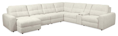 Scott Living Elevate Modular 7-Piece Left-Facing Chenille Fabric Power Reclining and Sliding Sectional - Beige | Canapé sectionnel modulaire à coulissement et inclinaison électriques de gauche Elevate de Scott Living 7 pièces en tissu de chenille - beige