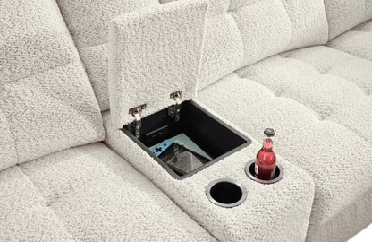 Scott Living Elevate Modular 7-Piece Right-Facing Chenille Fabric Power Reclining and Sliding Sectional - Beige | Canapé sectionnel modulaire à coulissement et inclinaison électriques de droite Elevate de Scott Living 7 pièces en tissu de chenille - beige