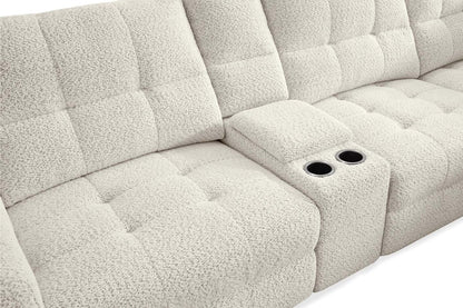 Scott Living Elevate Modular 7-Piece Left-Facing Chenille Fabric Power Reclining and Sliding Sectional - Beige | Canapé sectionnel modulaire à coulissement et inclinaison électriques de gauche Elevate de Scott Living 7 pièces en tissu de chenille - beige