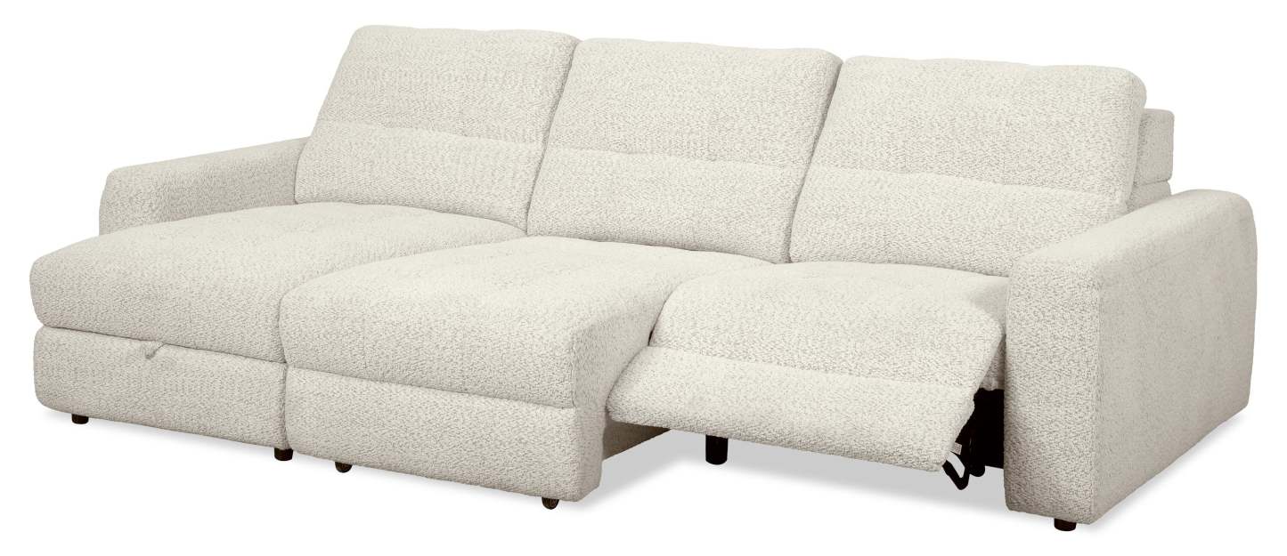 Scott Living Elevate Modular 3-Piece Left-Facing Chenille Fabric Power Reclining and Sliding Sectional - Beige | Canapé sectionnel modulaire à coulissement et inclinaison électriques de gauche Elevate de Scott Living 3 pièces en tissu de chenille - beige