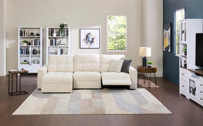 Scott Living Elevate Modular 3-Piece Left-Facing Chenille Fabric Power Reclining and Sliding Sectional - Beige | Canapé sectionnel modulaire à coulissement et inclinaison électriques de gauche Elevate de Scott Living 3 pièces en tissu de chenille - beige