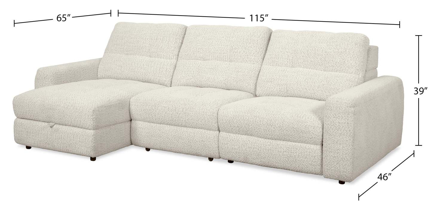 Scott Living Elevate Modular 3-Piece Left-Facing Chenille Fabric Power Reclining Sectional – Beige | Canapé sectionnel modulaire à inclinaison électrique de gauche Elevate de Scott Living 3 pièces en tissu de chenille - beige