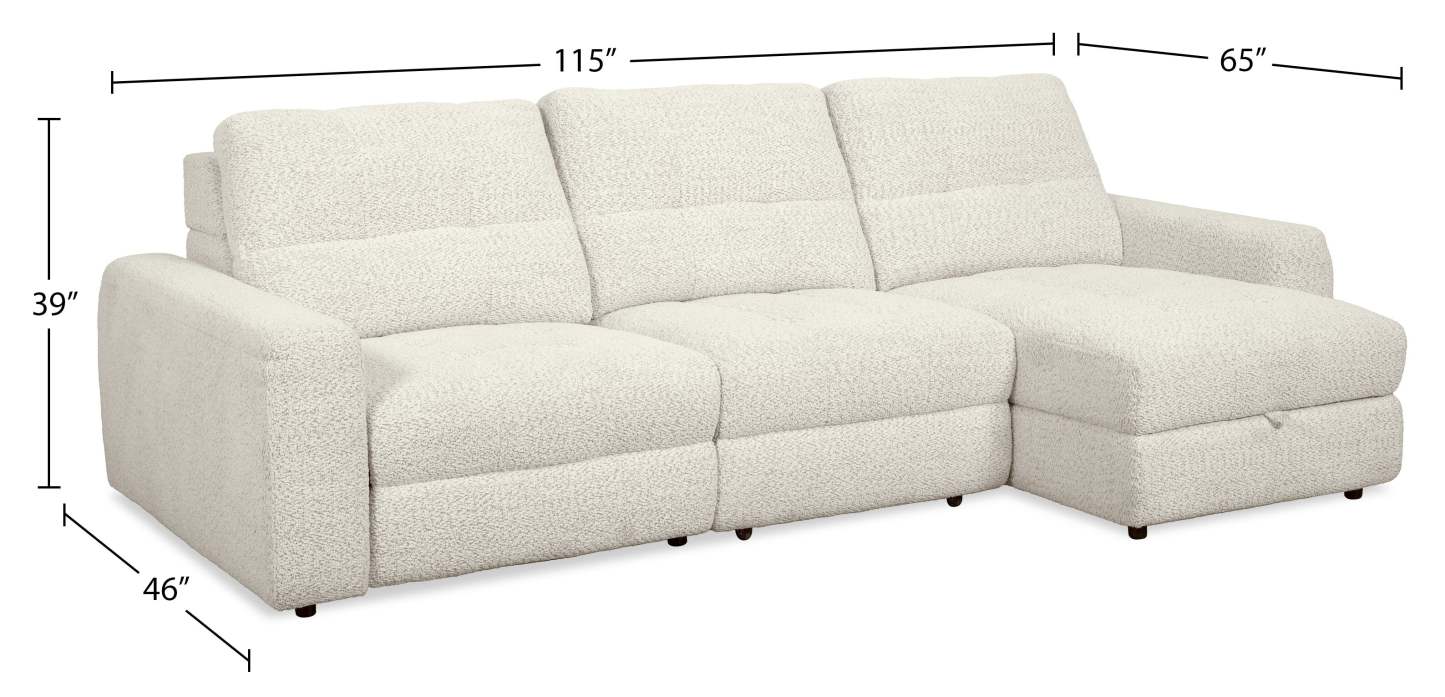 Scott Living Elevate Modular 3-Piece Right-Facing Chenille Fabric Power Reclining and Sliding Sectional - Beige | Canapé sectionnel modulaire à coulissement et inclinaison électriques de droite Elevate de Scott Living 3 pièces en tissu de chenille - beige
