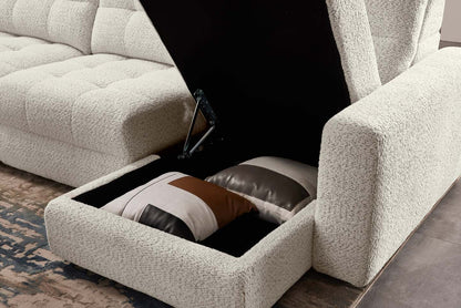 Scott Living Elevate Modular 6-Piece Right-Facing Chenille Fabric Power Reclining and Sliding Sectional - Beige | Canapé sectionnel modulaire à coulissement et inclinaison électriques de droite Elevate de Scott Living 6 pièces en tissu de chenille - beige