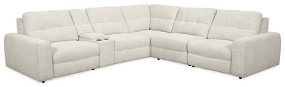 Sofa sectionnel modulaire à inclinaison électrique en forme de L Elevate de Scott Living 6 pièces avec console de rangement - beige