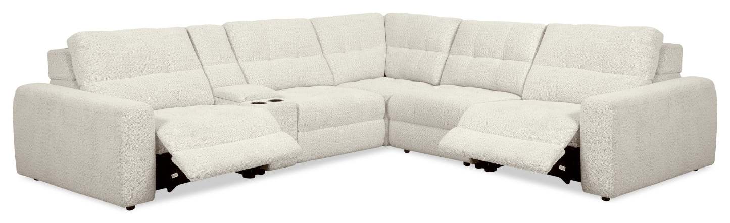 Sofa sectionnel modulaire à inclinaison électrique en forme de L Elevate de Scott Living 6 pièces avec console de rangement - beige