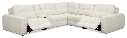 Sofa sectionnel modulaire à inclinaison électrique en forme de L Elevate de Scott Living 6 pièces avec console de rangement - beige