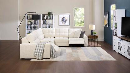 Sofa sectionnel modulaire à inclinaison électrique en forme de L Elevate de Scott Living 6 pièces avec console de rangement - beige