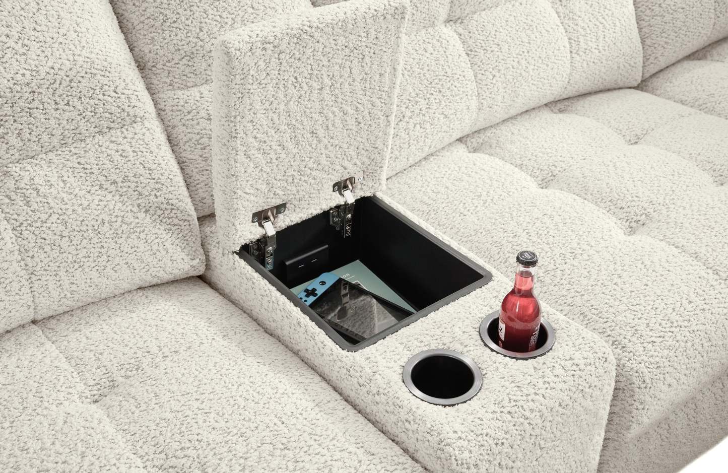 Sofa sectionnel modulaire à inclinaison électrique en forme de L Elevate de Scott Living 6 pièces avec console de rangement - beige