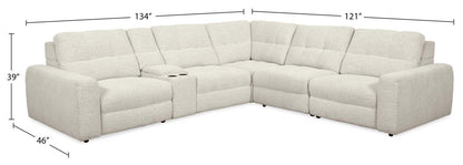 Sofa sectionnel modulaire à inclinaison électrique en forme de L Elevate de Scott Living 6 pièces avec console de rangement - beige