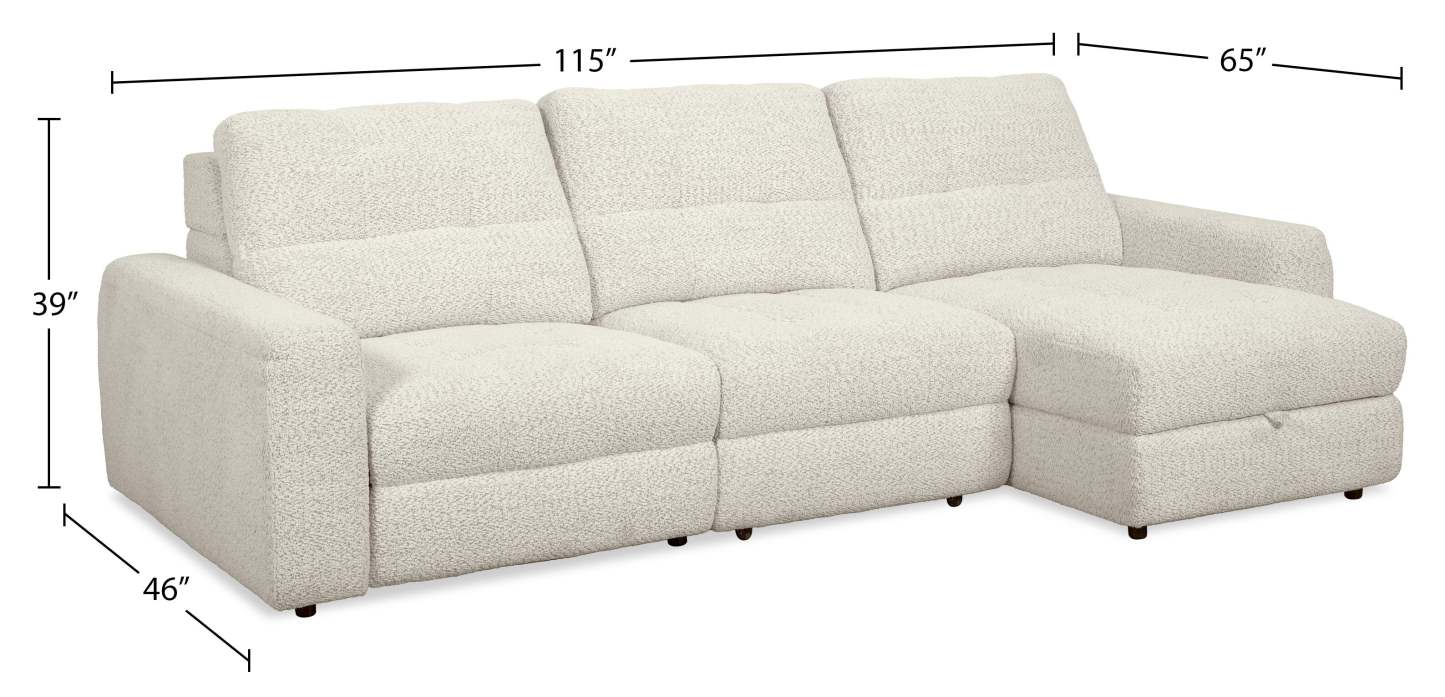 Scott Living Elevate Modular 3-Piece Right-Facing Chenille Fabric Power Reclining Sectional – Beige | Canapé sectionnel modulaire à inclinaison électrique de droite Elevate de Scott Living 3 pièces en tissu de chenille - beige