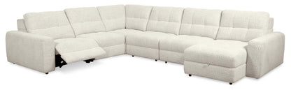 Scott Living Elevate Modular 6-Piece Right-Facing Chenille Fabric Power Reclining and Sliding Sectional - Beige | Canapé sectionnel modulaire à coulissement et inclinaison électriques de droite Elevate de Scott Living 6 pièces en tissu de chenille - beige