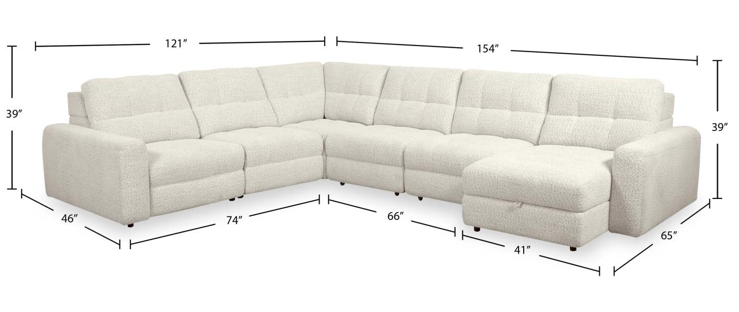 Scott Living Elevate Modular 6-Piece Right-Facing Chenille Fabric Power Reclining and Sliding Sectional - Beige | Canapé sectionnel modulaire à coulissement et inclinaison électriques de droite Elevate de Scott Living 6 pièces en tissu de chenille - beige