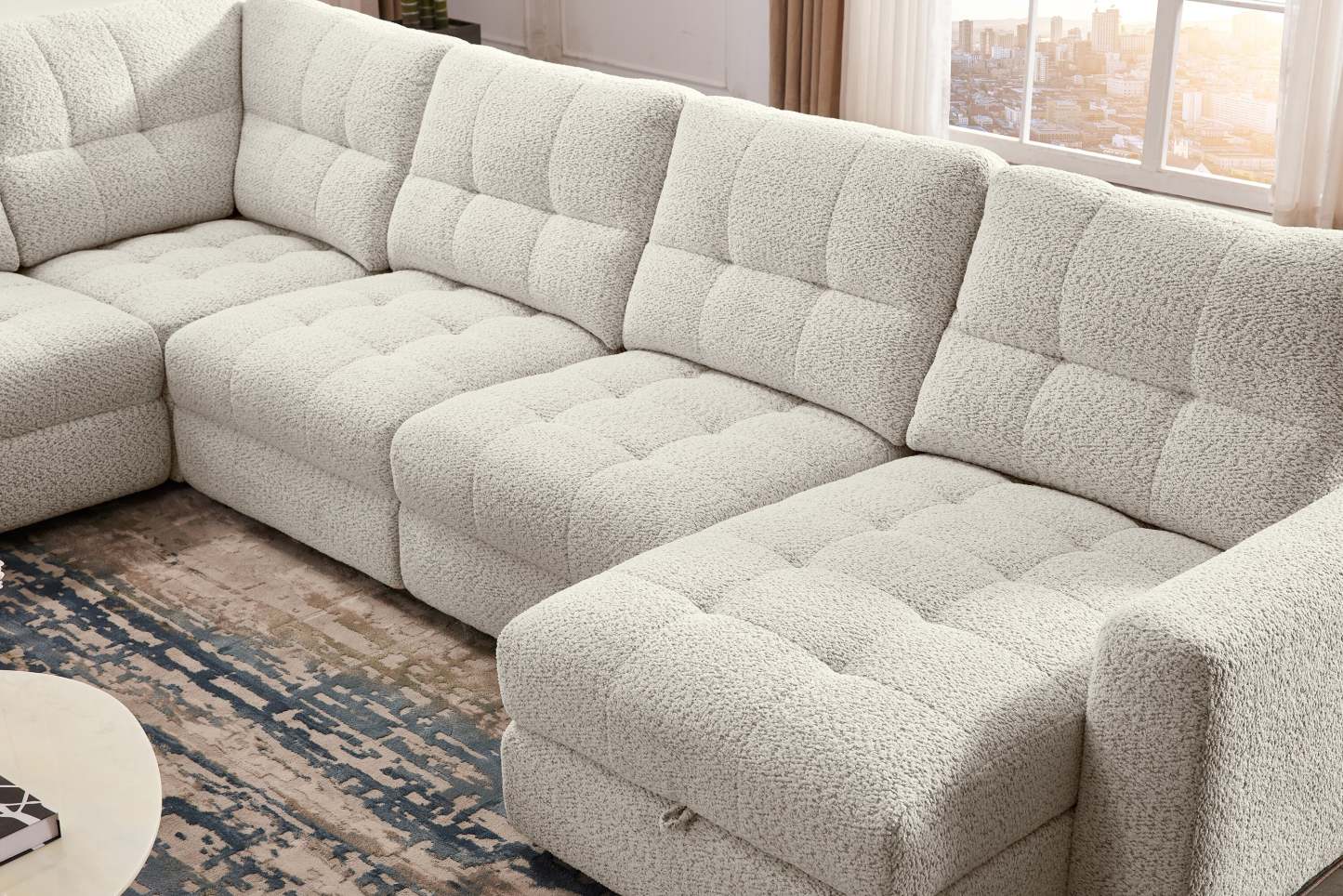 Scott Living Elevate Modular 6-Piece Right-Facing Chenille Fabric Power Reclining and Sliding Sectional - Beige | Canapé sectionnel modulaire à coulissement et inclinaison électriques de droite Elevate de Scott Living 6 pièces en tissu de chenille - beige