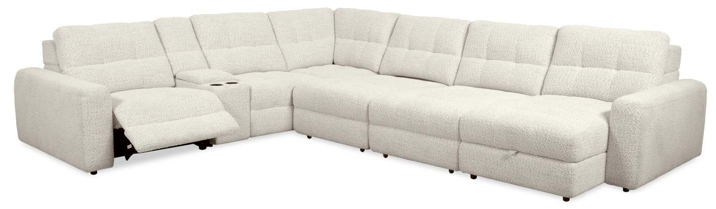 Scott Living Elevate Modular 7-Piece Right-Facing Chenille Fabric Power Reclining and Sliding Sectional - Beige | Canapé sectionnel modulaire à coulissement et inclinaison électriques de droite Elevate de Scott Living 7 pièces en tissu de chenille - beige