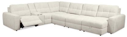 Scott Living Elevate Modular 7-Piece Right-Facing Chenille Fabric Power Reclining and Sliding Sectional - Beige | Canapé sectionnel modulaire à coulissement et inclinaison électriques de droite Elevate de Scott Living 7 pièces en tissu de chenille - beige