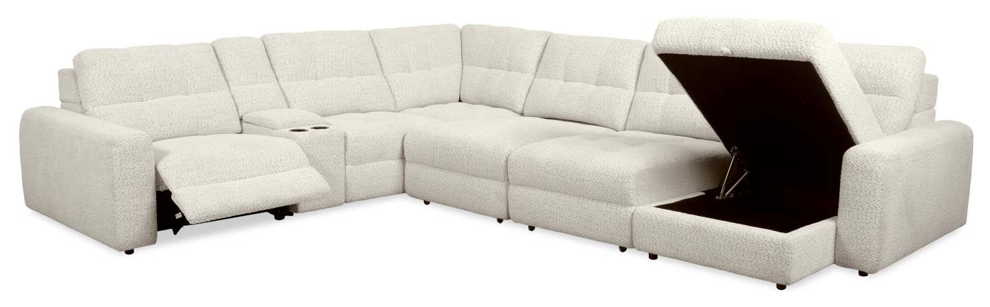 Scott Living Elevate Modular 7-Piece Right-Facing Chenille Fabric Power Reclining and Sliding Sectional - Beige | Canapé sectionnel modulaire à coulissement et inclinaison électriques de droite Elevate de Scott Living 7 pièces en tissu de chenille - beige