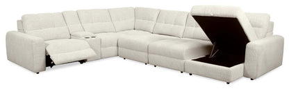 Scott Living Elevate Modular 7-Piece Right-Facing Chenille Fabric Power Reclining and Sliding Sectional - Beige | Canapé sectionnel modulaire à coulissement et inclinaison électriques de droite Elevate de Scott Living 7 pièces en tissu de chenille - beige