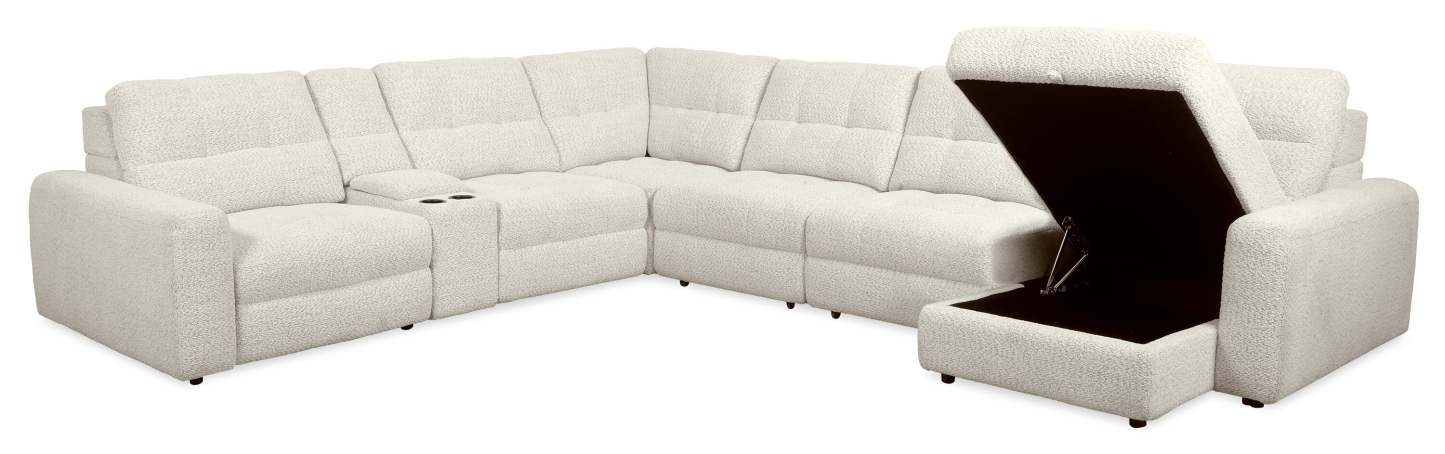 Scott Living Elevate Modular 7-Piece Right-Facing Chenille Fabric Power Reclining and Sliding Sectional - Beige | Canapé sectionnel modulaire à coulissement et inclinaison électriques de droite Elevate de Scott Living 7 pièces en tissu de chenille - beige