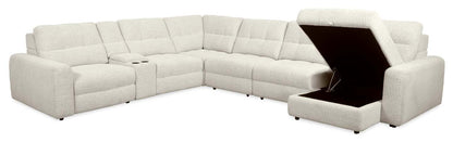 Scott Living Elevate Modular 7-Piece Right-Facing Chenille Fabric Power Reclining and Sliding Sectional - Beige | Canapé sectionnel modulaire à coulissement et inclinaison électriques de droite Elevate de Scott Living 7 pièces en tissu de chenille - beige
