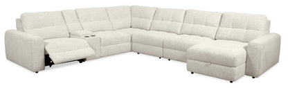 Scott Living Elevate Modular 7-Piece Right-Facing Chenille Fabric Power Reclining and Sliding Sectional - Beige | Canapé sectionnel modulaire à coulissement et inclinaison électriques de droite Elevate de Scott Living 7 pièces en tissu de chenille - beige