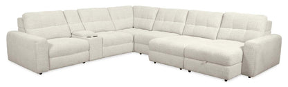 Scott Living Elevate Modular 7-Piece Right-Facing Chenille Fabric Power Reclining and Sliding Sectional - Beige | Canapé sectionnel modulaire à coulissement et inclinaison électriques de droite Elevate de Scott Living 7 pièces en tissu de chenille - beige