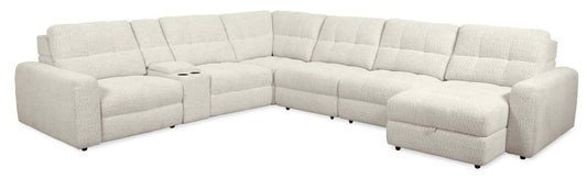 Scott Living Elevate Modular 7-Piece Right-Facing Chenille Fabric Power Reclining and Sliding Sectional - Beige | Canapé sectionnel modulaire à coulissement et inclinaison électriques de droite Elevate de Scott Living 7 pièces en tissu de chenille - beige