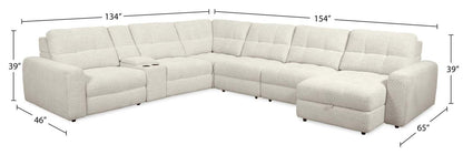 Scott Living Elevate Modular 7-Piece Right-Facing Chenille Fabric Power Reclining and Sliding Sectional - Beige | Canapé sectionnel modulaire à coulissement et inclinaison électriques de droite Elevate de Scott Living 7 pièces en tissu de chenille - beige