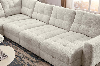 Scott Living Elevate Modular 7-Piece Right-Facing Chenille Fabric Power Reclining and Sliding Sectional - Beige | Canapé sectionnel modulaire à coulissement et inclinaison électriques de droite Elevate de Scott Living 7 pièces en tissu de chenille - beige