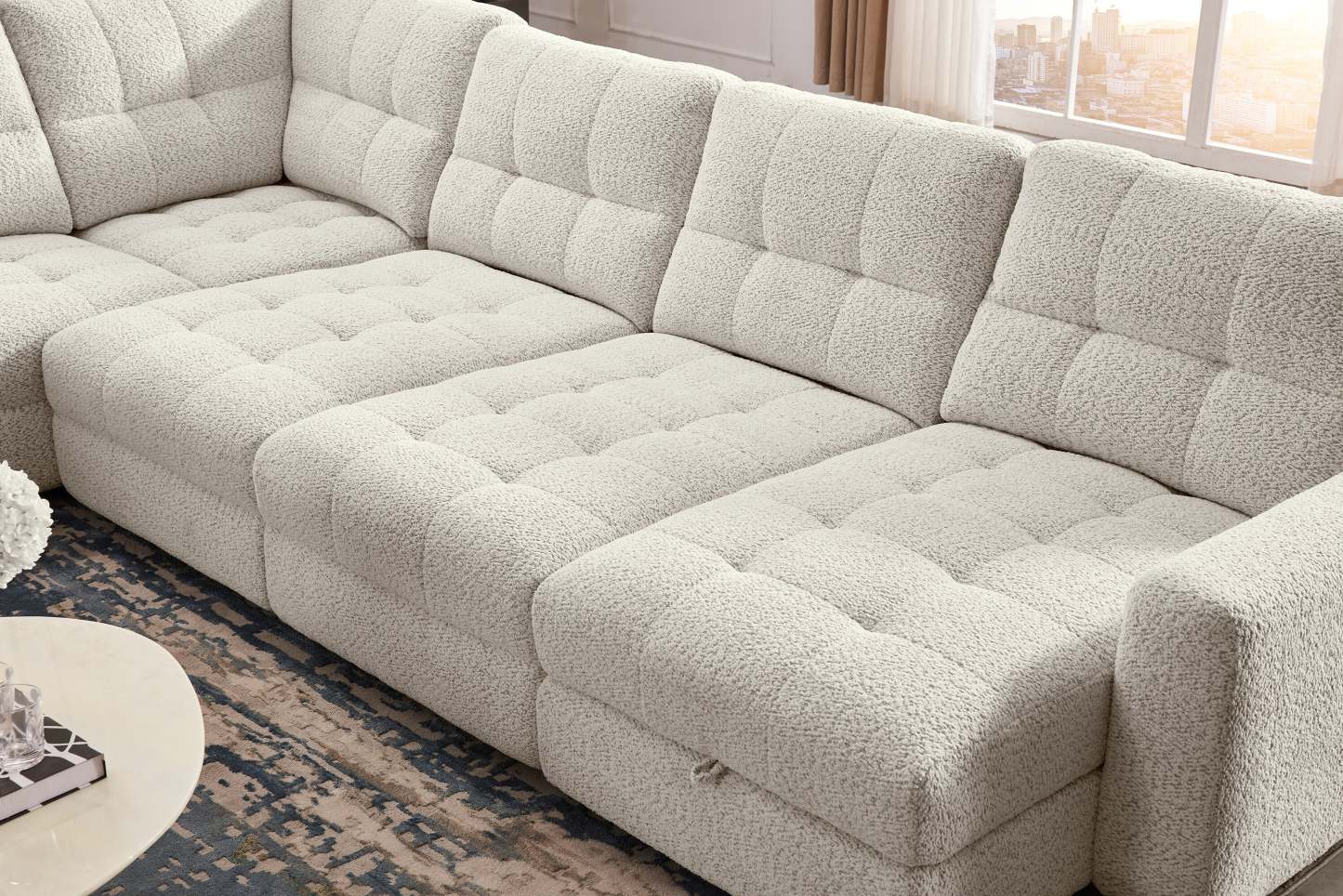 Scott Living Elevate Modular 6-Piece Right-Facing Chenille Fabric Power Reclining and Sliding Sectional - Beige | Canapé sectionnel modulaire à coulissement et inclinaison électriques de droite Elevate de Scott Living 6 pièces en tissu de chenille - beige