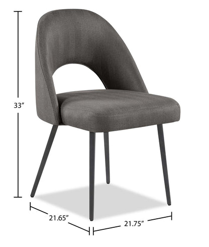 Chaise de salle à manger Elijah avec tissu d'apparence lin, métal - gris | Chaise de salle à manger Elijah en tissu d'apparence lin et en métal - grise