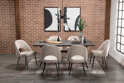 Chaise de salle à manger Elijah avec tissu d'apparence lin, métal - Taupe | Chaise de salle à manger Elijah en tissu d'apparence lin et en métal - taupe