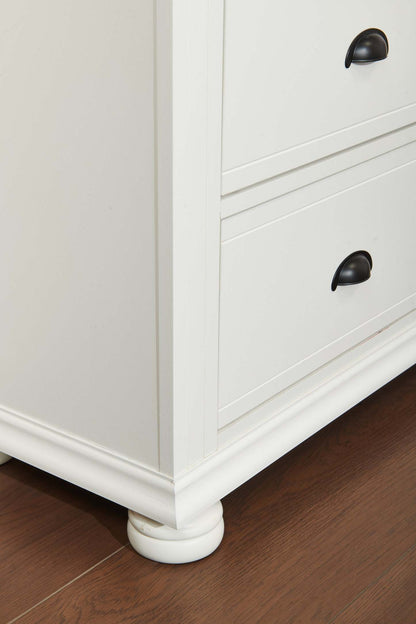 Commode de chambre Ella, 5 tiroirs, 36 L x 53 H - Blanc | Commode verticale de chambre à coucher Ella de 36 po (L) x 53 po (H) à 5 tiroirs - blanche