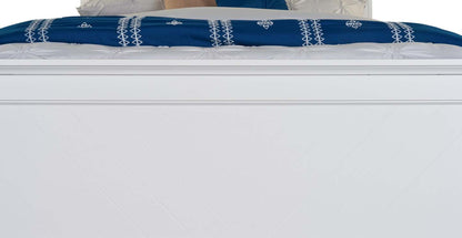 Lit à panneaux Ella avec tête de lit et cadre, motif chevron, blanc - Queen Size | Lit à panneaux Ella blanc avec tête de lit, cadre et motif de chevrons - format grand lit