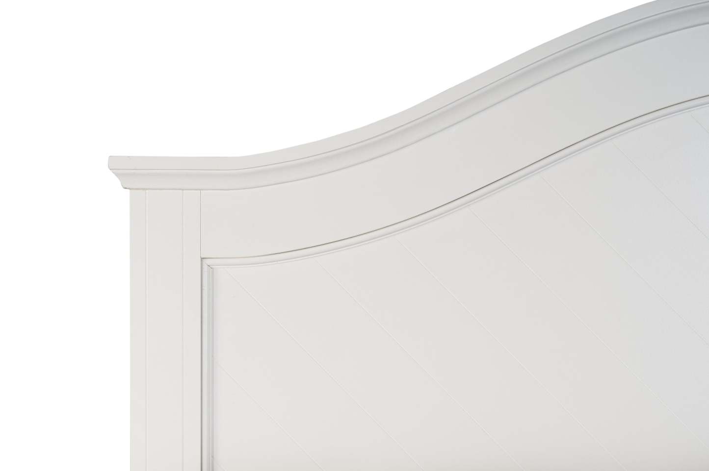 Lit à panneaux Ella avec tête de lit et cadre, motif chevron, blanc - Queen Size | Lit à panneaux Ella blanc avec tête de lit, cadre et motif de chevrons - format grand lit