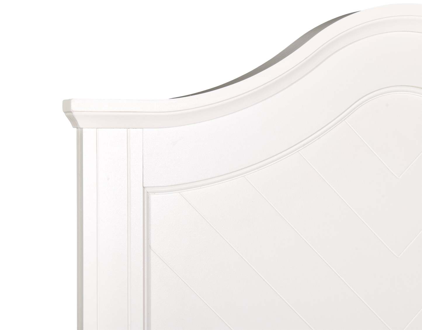 Lit à panneaux Ella avec tête de lit et cadre pour enfants, motif chevron, blanc - Taille double | Lit à panneaux Ella blanc pour enfants avec tête de lit, cadre et motif de chevrons - format lit simple