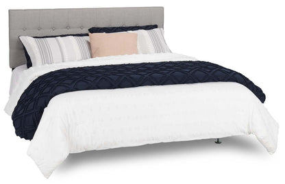 Tête de lit rembourrée Ellis en tissu gris, capitonné à boutons - Queen Size | Tête de lit rembourrée Ellis en tissu gris avec capitonnage à boutons - format grand lit
