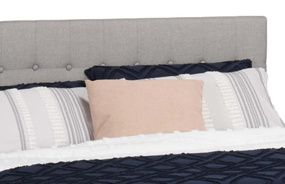 Tête de lit rembourrée Ellis en tissu gris, capitonné à boutons - Queen Size | Tête de lit rembourrée Ellis en tissu gris avec capitonnage à boutons - format grand lit