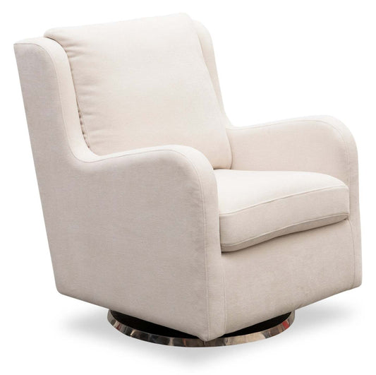 Ellie 29 Linen-Look Fabric Swivel Glider Accent Chair with Wingback and Recessed Arms - Beige | Fauteuil d’appoint à oreilles coulissant et pivotant Ellie de 29 po en tissu d’apparence lin avec accoudoirs en retrait - beige